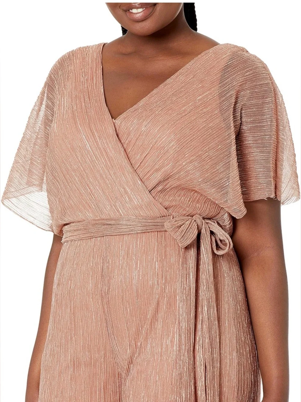 Adrianna Papell Metallic Pleat jumpsuit on rose gold size 14